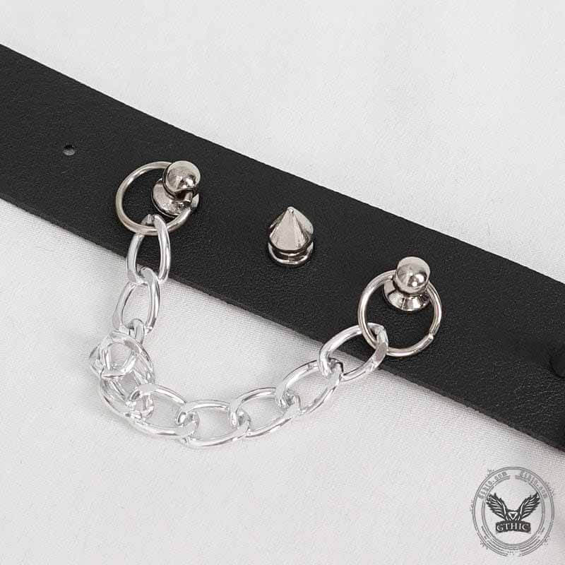 Gothic Tassel Chain Rivets Choker Necklace