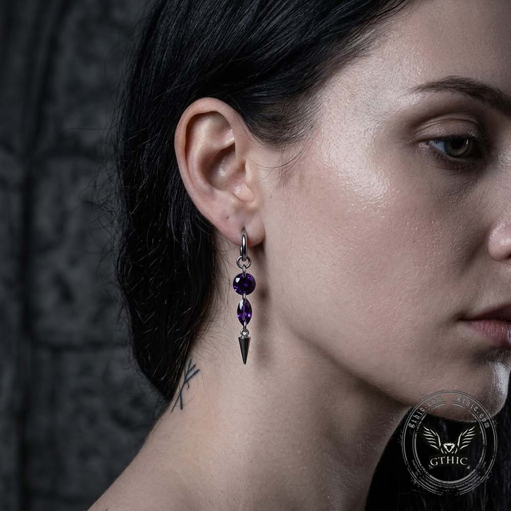 Gothic Teardrop Zircon Spikes Stainless Steel Earrings | Gthic.com