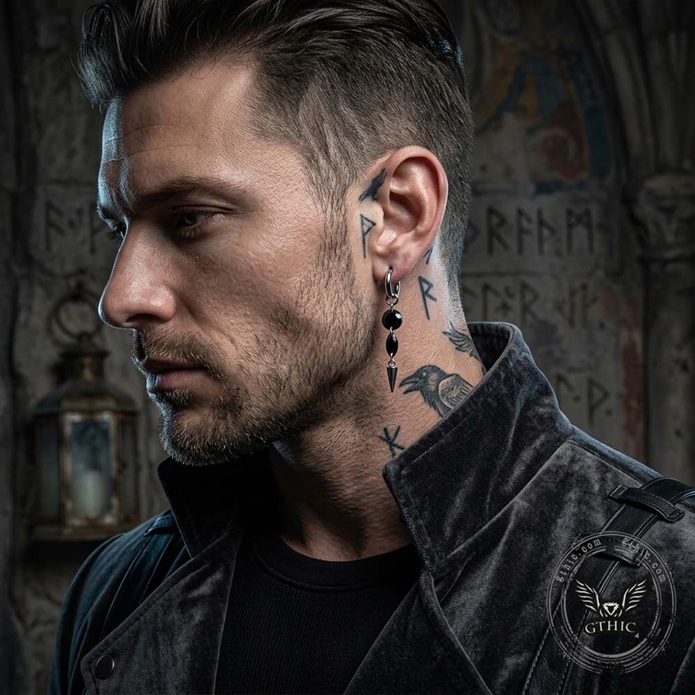 Gothic Teardrop Zircon Spikes Stainless Steel Earrings | Gthic.com