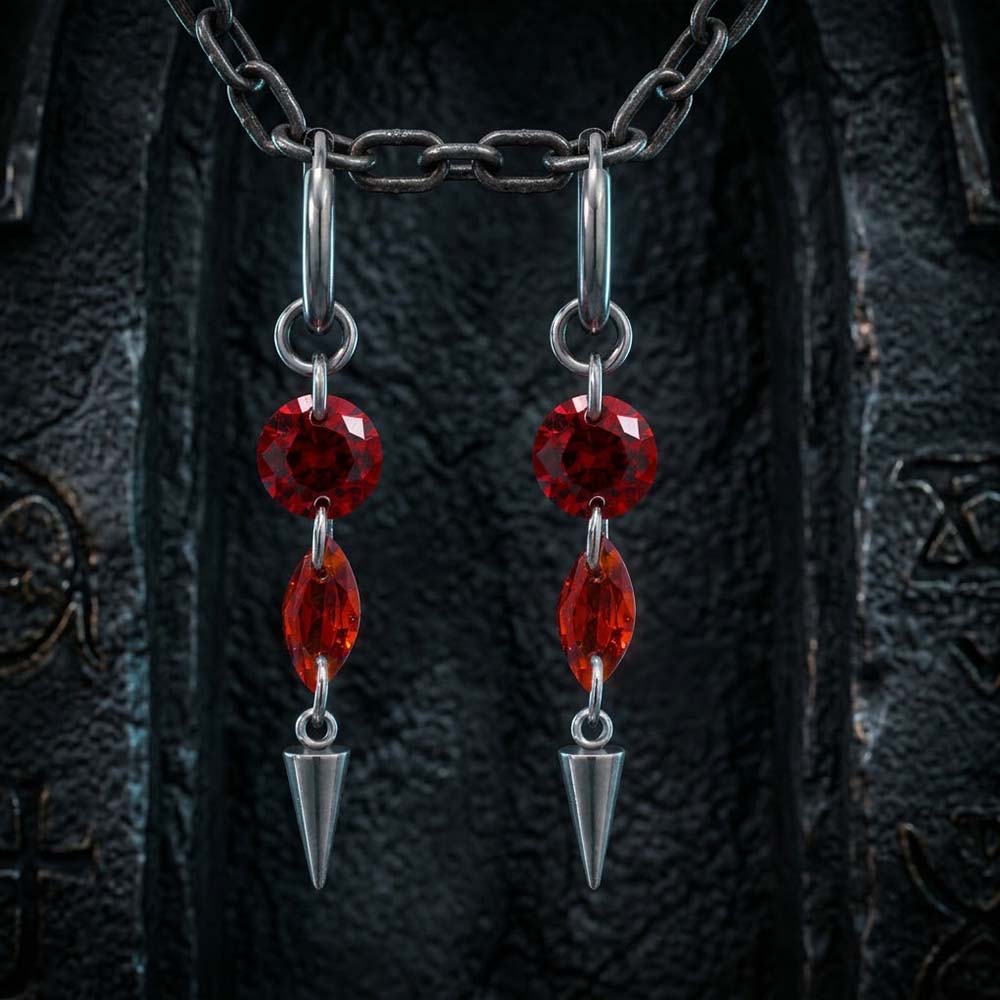 Gothic Teardrop Zircon Spikes Stainless Steel Earrings