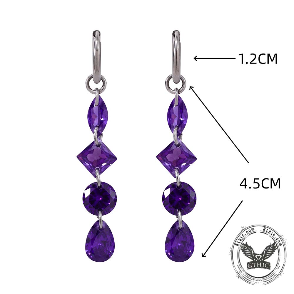 Gothic Teardrop Zircon Stainless Steel Drop Earrings