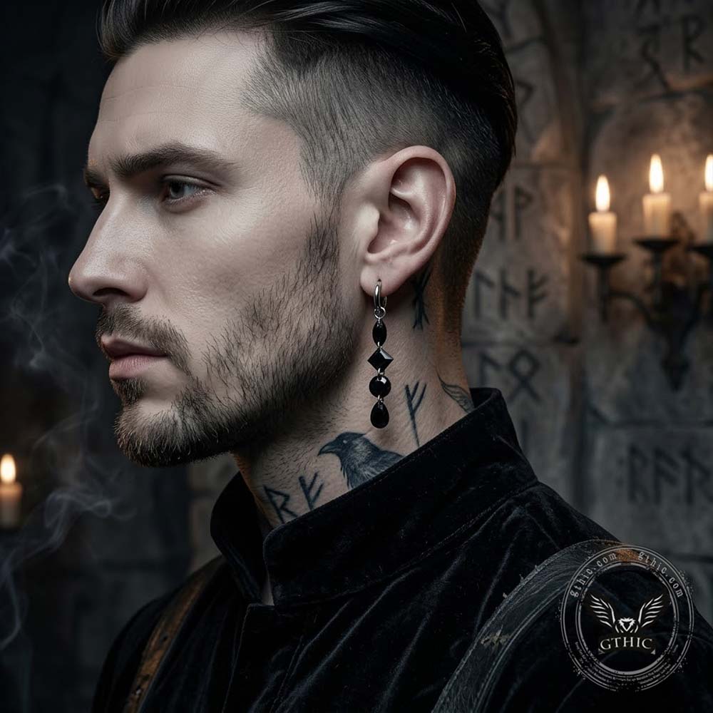 Gothic Teardrop Zircon Stainless Steel Drop Earrings | Gthic.com