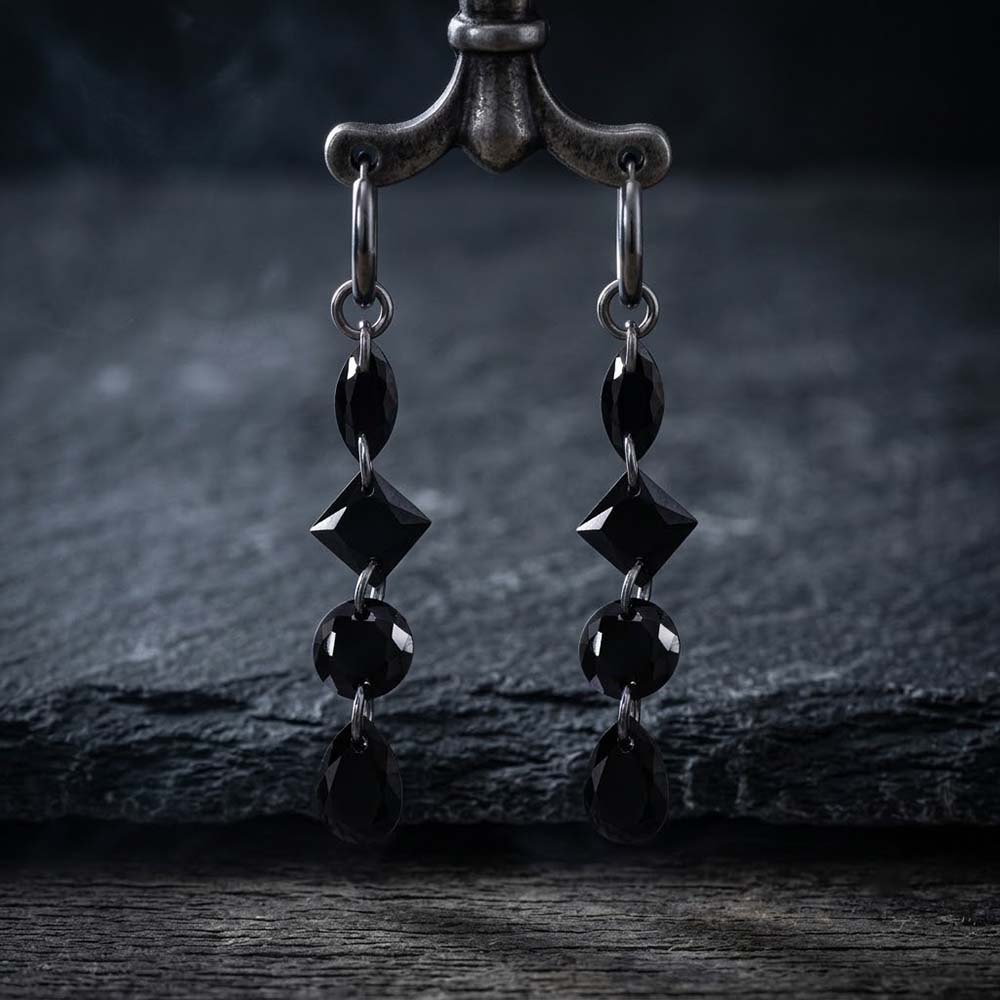 Gothic Teardrop Zircon Stainless Steel Drop Earrings