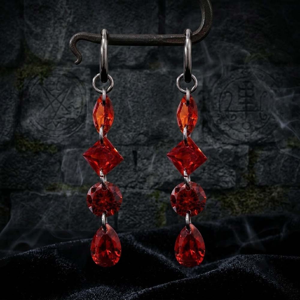 Gothic Teardrop Zircon Stainless Steel Drop Earrings