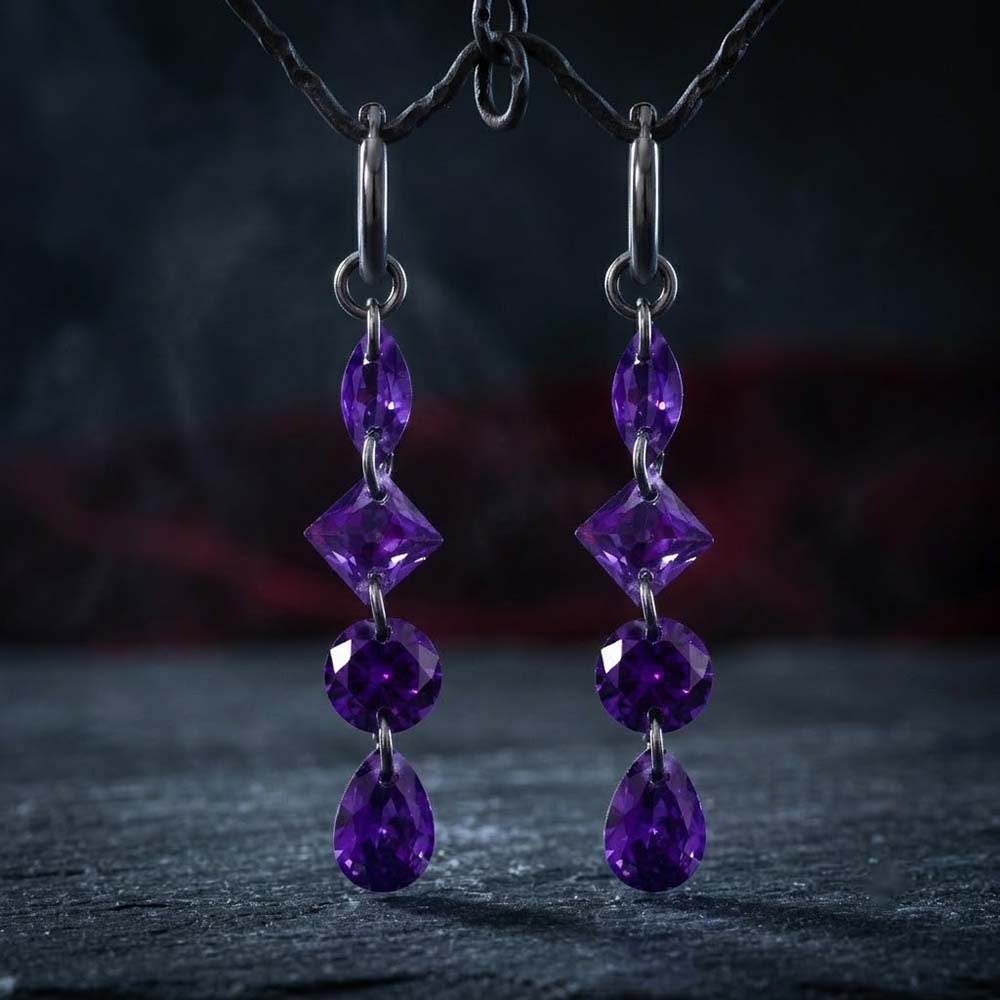 Gothic Teardrop Zircon Stainless Steel Drop Earrings