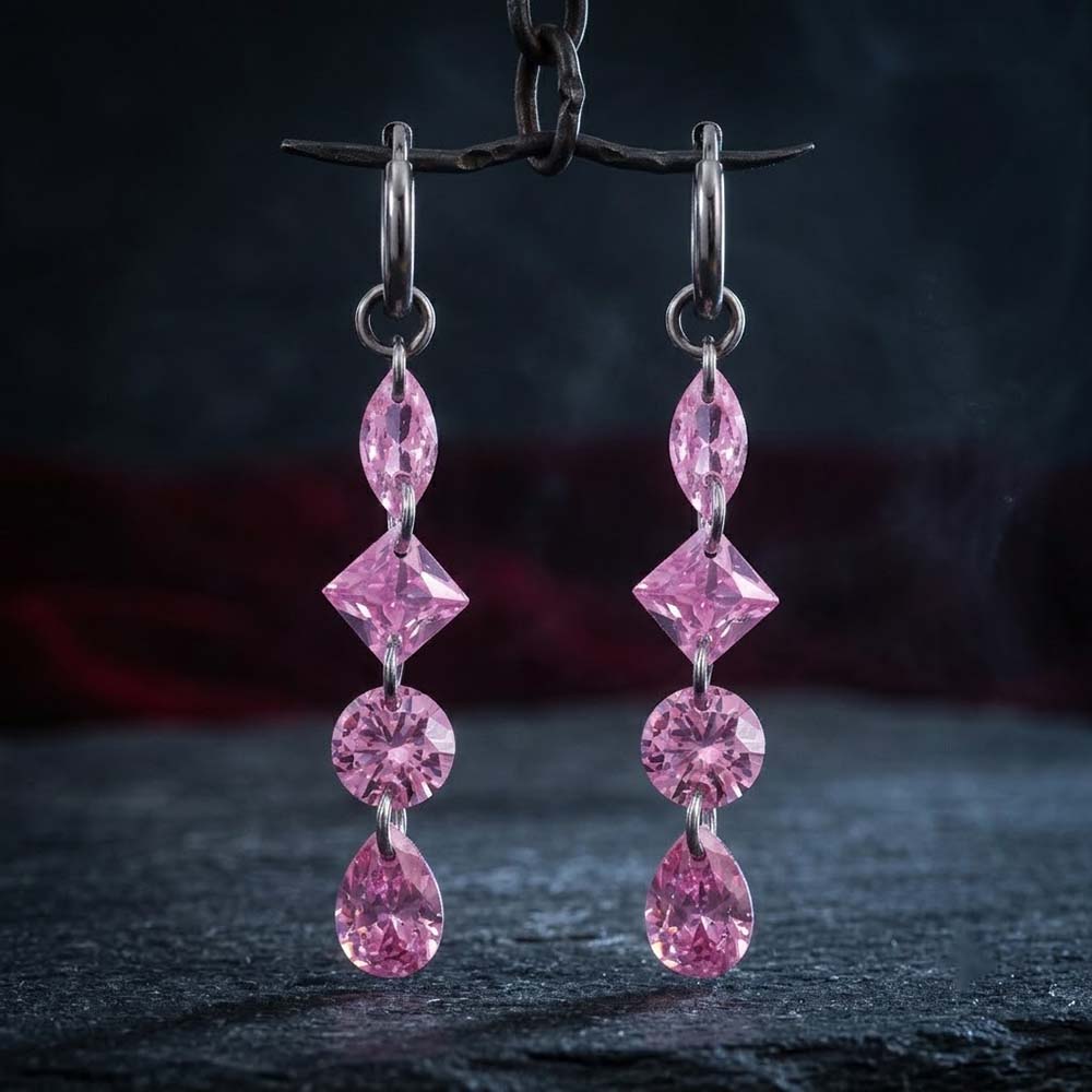Gothic Teardrop Zircon Stainless Steel Drop Earrings