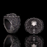 Gothic Tentacle Skull Head Sterling Silver Ring | Gthic.com