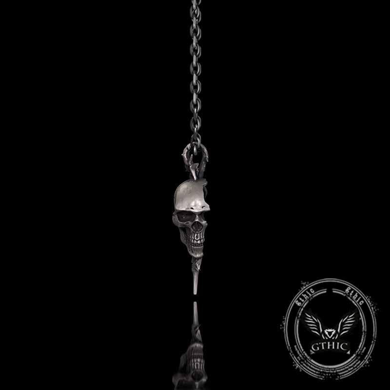 Gothic Thorn Broken Skull Sterling Silver Pendant 03 | Gthic.com