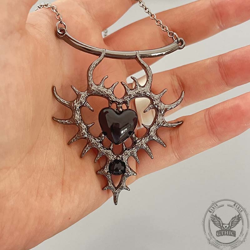 Gothic Thorn Double Heart Alloy Pendant | Gthic.com