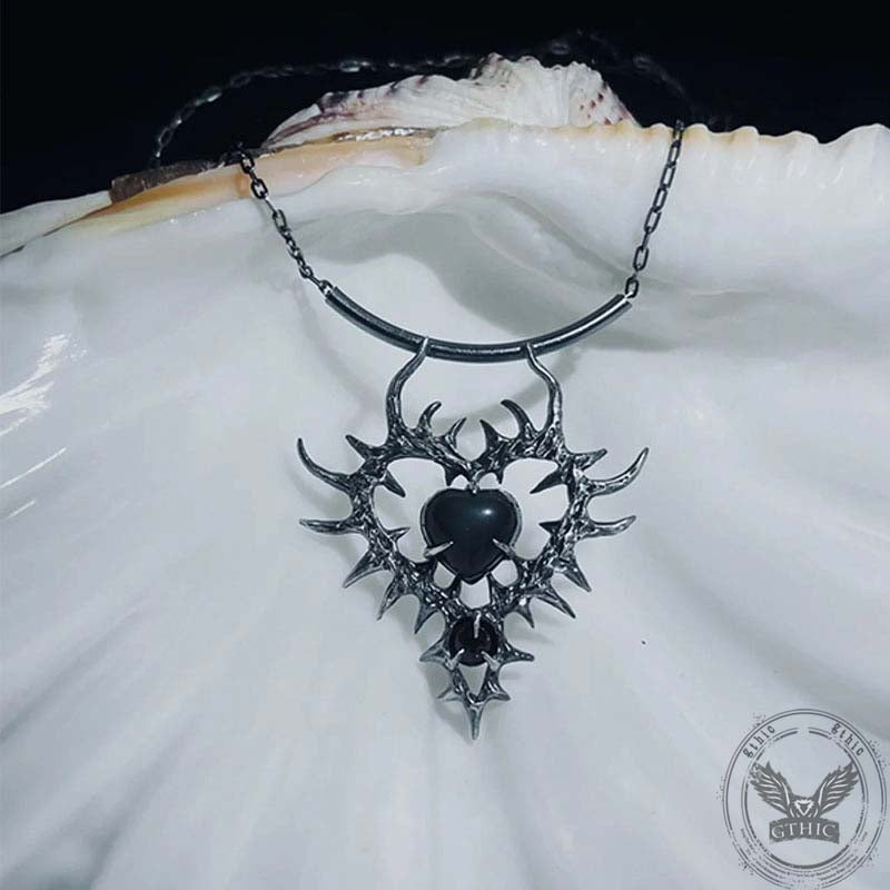 Gothic Thorn Double Heart Alloy Pendant | Gthic.com