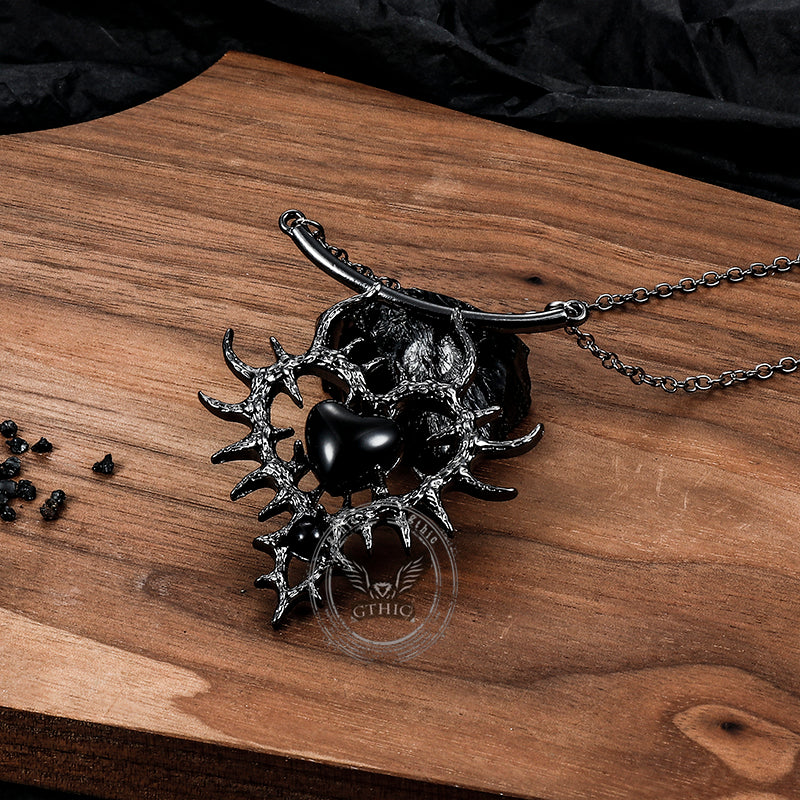 Gothic Thorn Double Heart Alloy Pendant