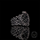 Gothic Thorn Gem Ouroboros Sterling Silver Ring