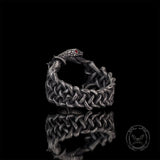Gothic Thorn Gem Ouroboros Sterling Silver Ring