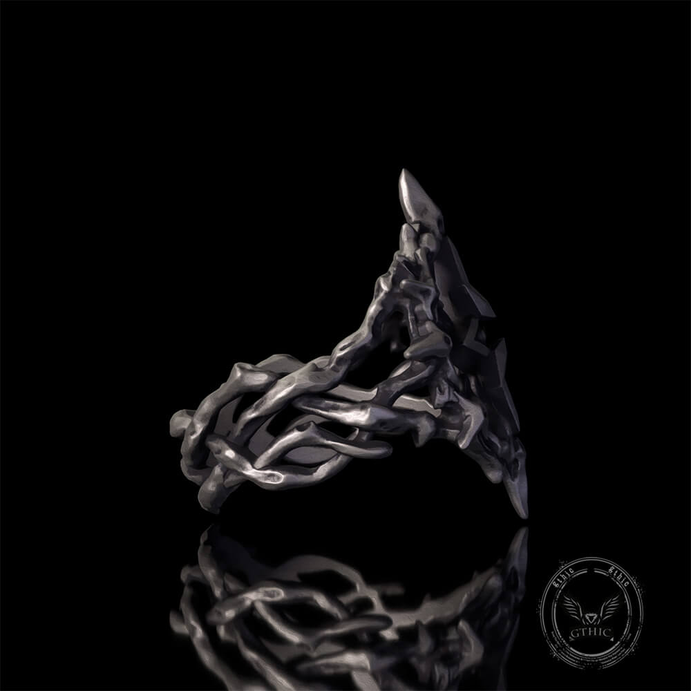 Gothic Thorn Gemstone Star Sterling Silver Ring