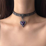 Gothic Thorned Heart Cross PU Leather Choker Necklace | Gthic.com