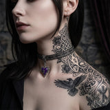 Gothic Thorned Heart Cross PU Leather Choker Necklace