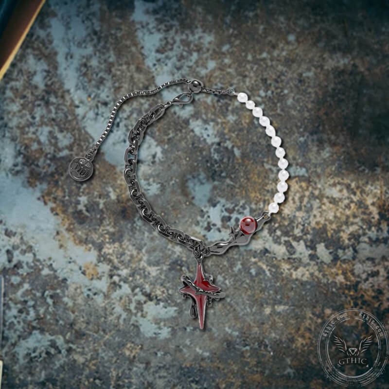 Gothic Thorns Four-Pointed Star Alloy Bracelet | Gthic.com