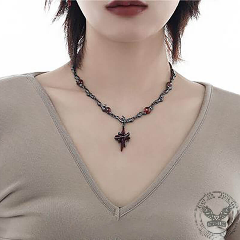 Gothic Thorns Four-Pointed Star Alloy Jewelry Set | Gthic.com