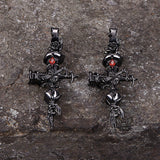 Gothic Thorns Rose Nails Cross Copper Stud Earrings