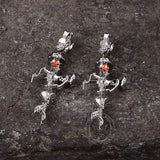Gothic Thorns Rose Nails Cross Copper Stud Earrings