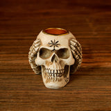 Gothic Three No Halloween Skull Resin Candle Holder