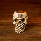 Gothic Three No Halloween Skull Resin Candle Holder