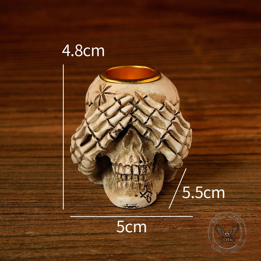 Gothic Three No Halloween Skull Resin Candle Holder