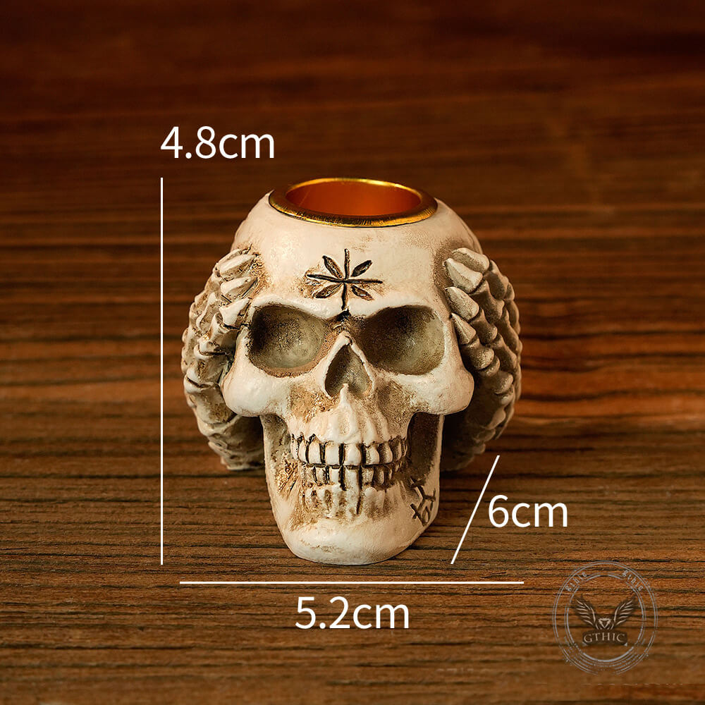 Gothic Three No Halloween Skull Resin Candle Holder
