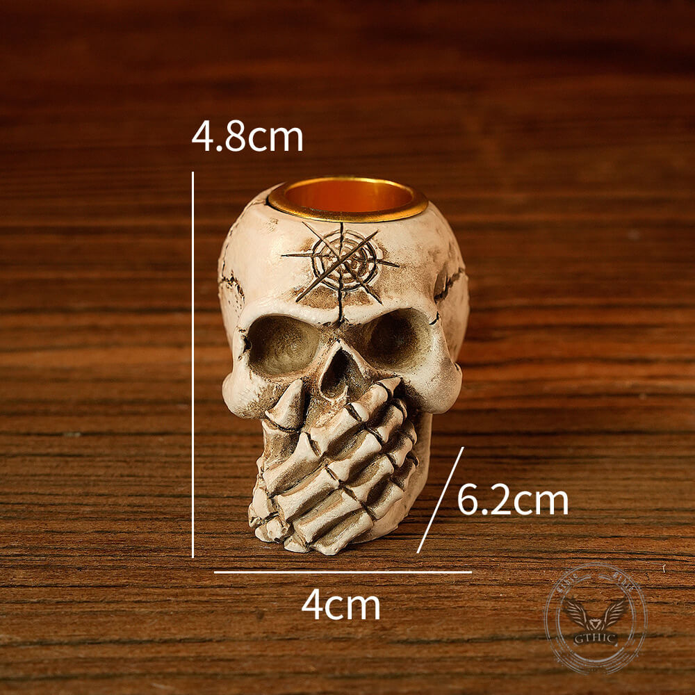 Gothic Three No Halloween Skull Resin Candle Holder