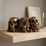 Gothic Three Wise Skulls Resin Vase & Pen Holder