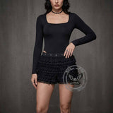 Gothic Tiered Lace Ruffle Cake Skirt Shorts | Gthic.com