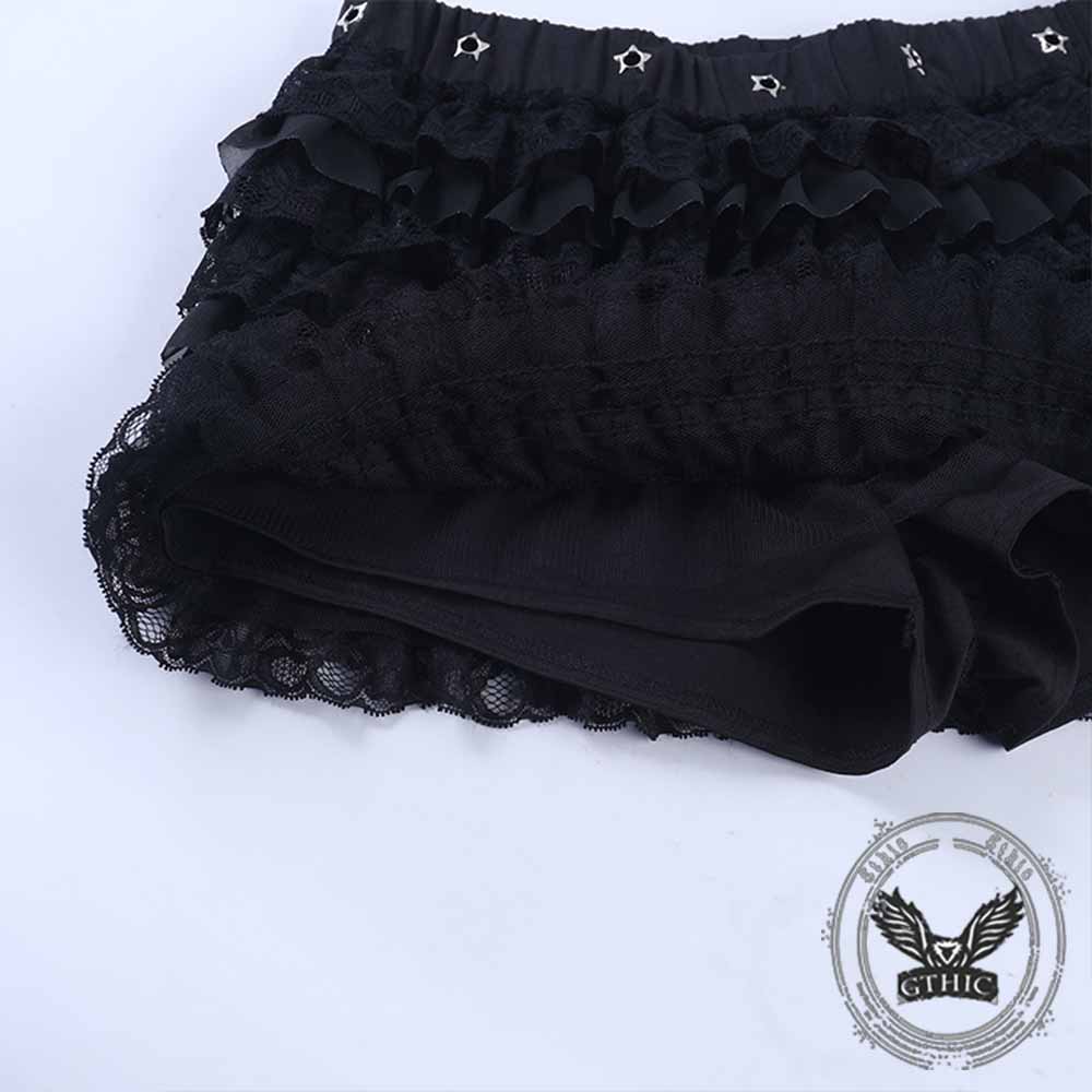 Gothic Tiered Lace Ruffle Cake Skirt Shorts