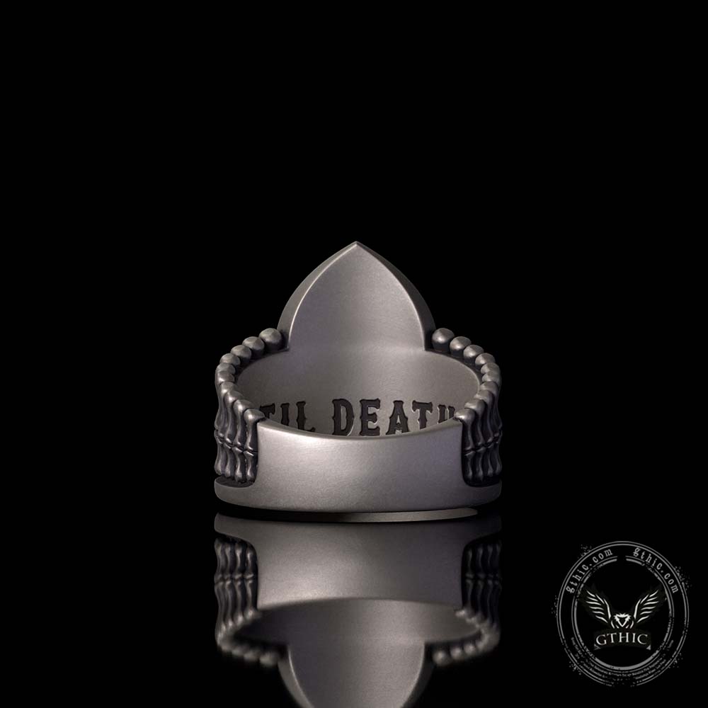 Gothic Till Death Skeleton Lovers Sterling Silver Ring