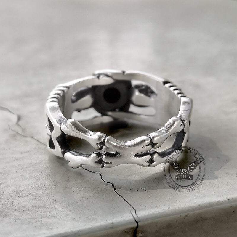 Gothic Tribute Gem Sterling Silver Skull Ring