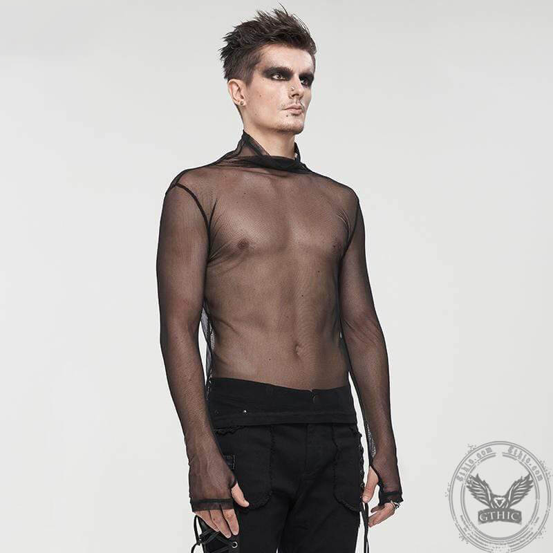 Turtleneck Sheer Mesh Gothic Shirt | Gthic.com