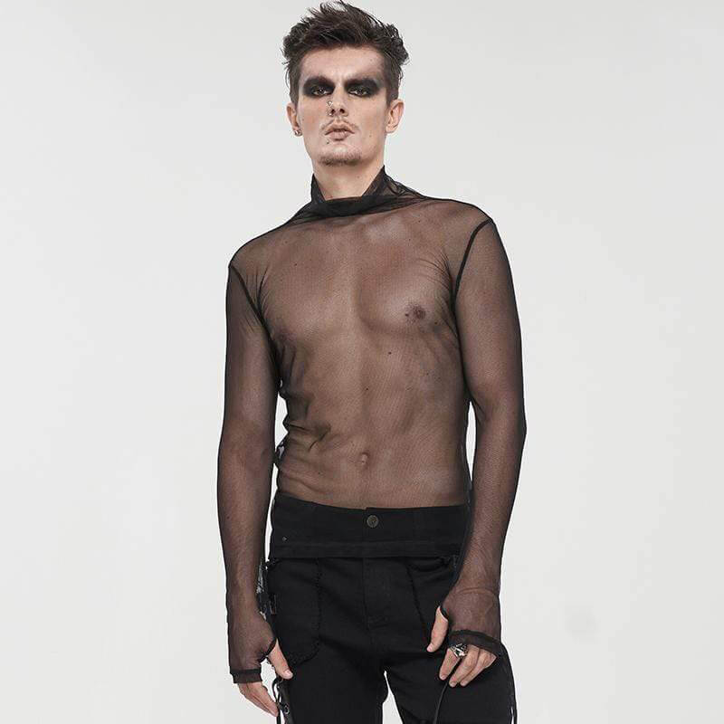 Turtleneck Sheer Mesh Gothic Shirt | Gthic.com