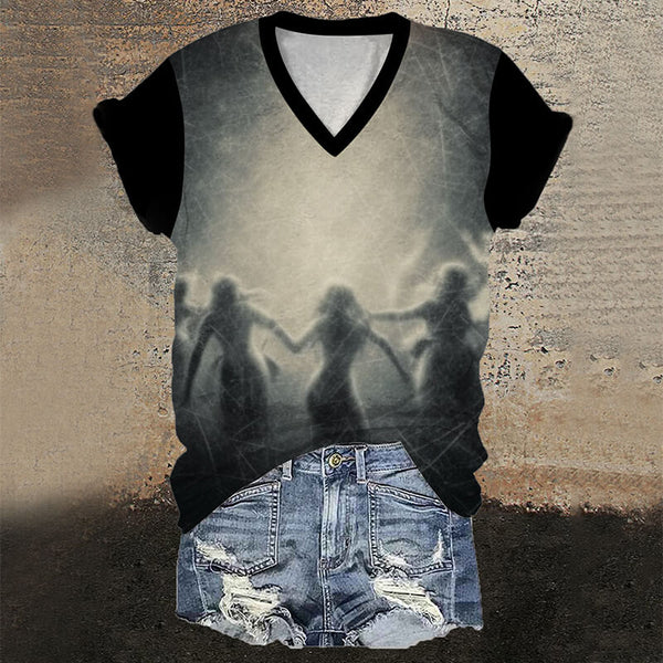 Gothic Twilight Dance V-Neck Short Sleeve T-Shirt | Gthic.com