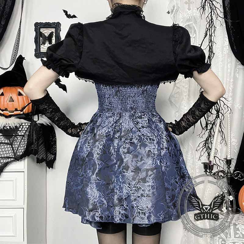 Gothic Two-Tone Jacquard Cover-Up Slip Dress Set 02 | Gthic.com