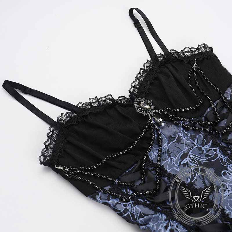 Gothic Two-Tone Jacquard Cover-Up Slip Dress Set