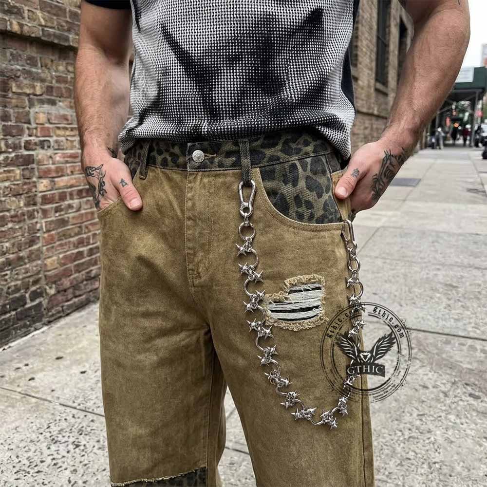 Gothic U-Shaped Spiked Morning Star Alloy Pants Chain | Gthic.com