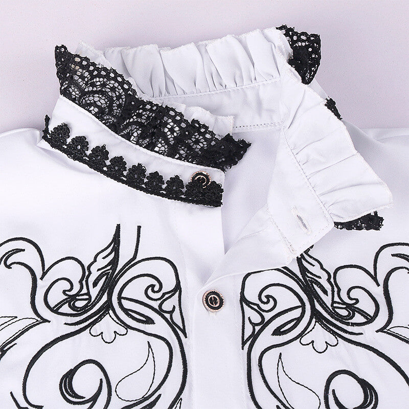Gothic Victorian Lace Embroidered Men's Shirt