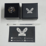 Gothic Vine Rose Skull Gem Sterling Silver Ring