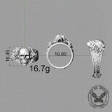 Gothic Vine Rose Skull Sterling Silver Ring