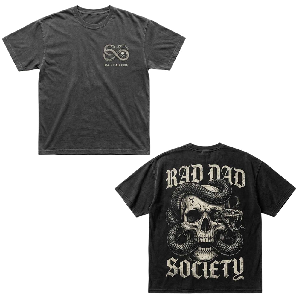 Gothic Viper Skull Rad Dad Society Vintage Washed T-shirt | Gthic.com
