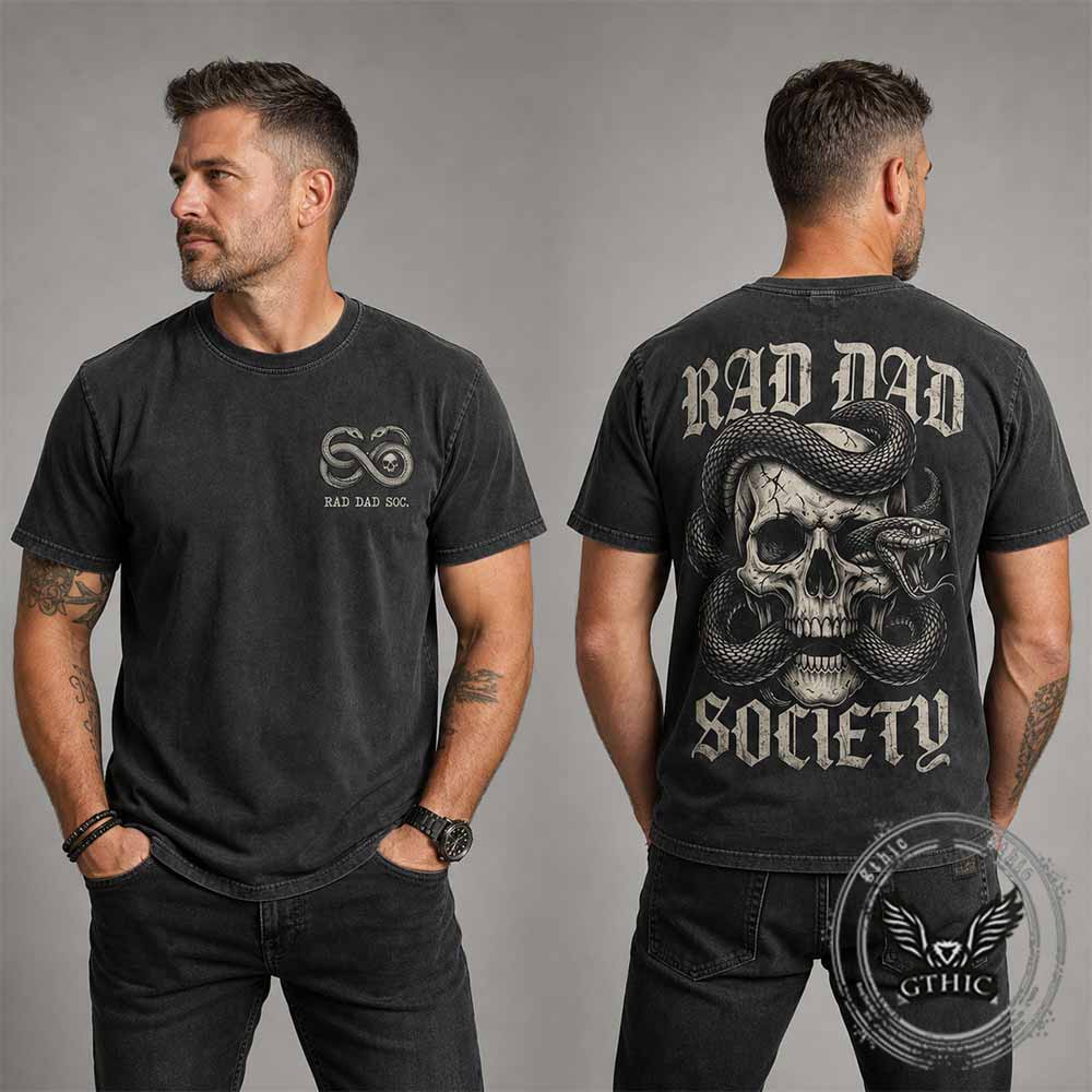 Gothic Viper Skull Rad Dad Society Vintage Washed T-shirt | Gthic.com