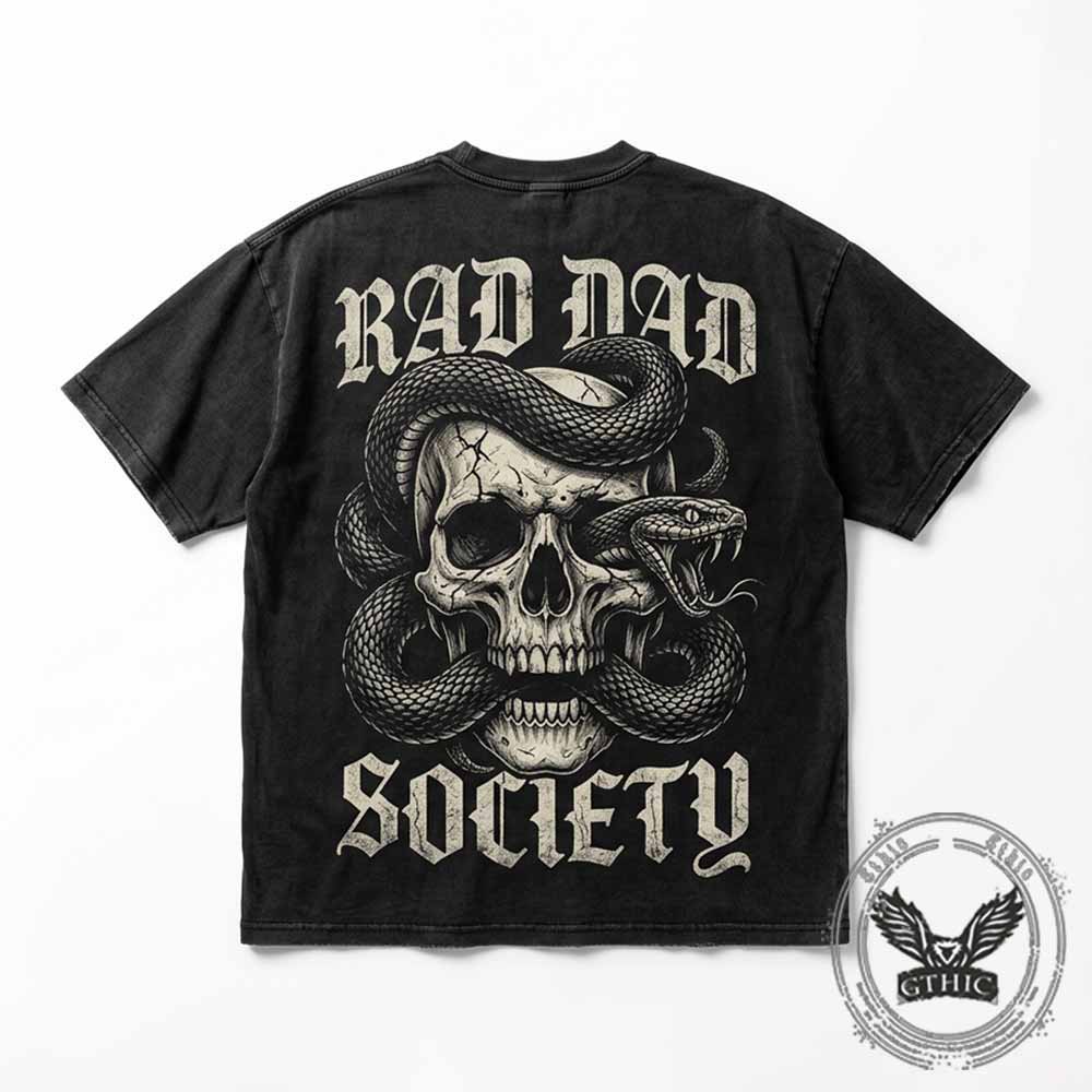 Gothic Viper Skull Rad Dad Society Vintage Washed T-shirt