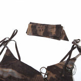 Gothic Waist Drawstring Tassel Irregular Suspender Top