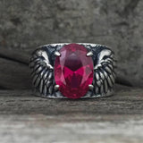 Gothic Winged Gem Vine Pattern Sterling Silver Ring | Gthic.com
