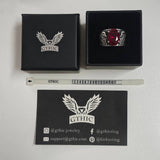 Gothic Winged Gem Vine Pattern Sterling Silver Ring