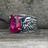 Gothic Winged Gem Vine Pattern Sterling Silver Ring | Gthic.com